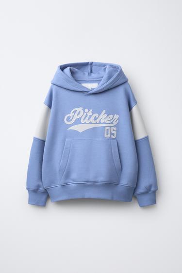 EMBROIDERED SPORTY HOODIE - Light blue by Zara