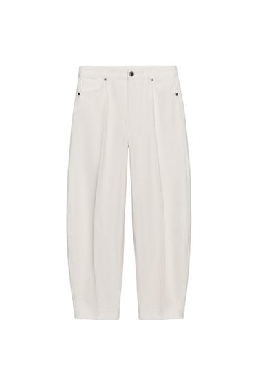 ZW COLLECTION BARREL HIGH-WAIST JEANS - White by Zara