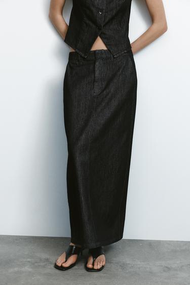 TRF DENIM MIDI SKIRT - Anthracite grey by Zara