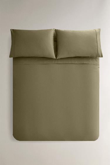 PERCALE DUVET COVER (300 THREAD COUNT) - Green by Zara