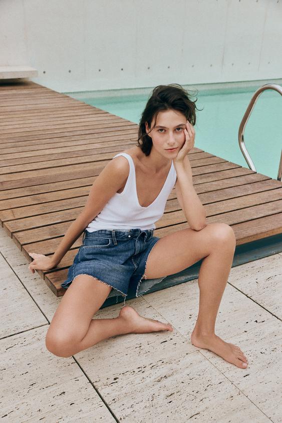 LOW-RISE TURN-UP SHORTS - Mid-blue by Zara - Image 0