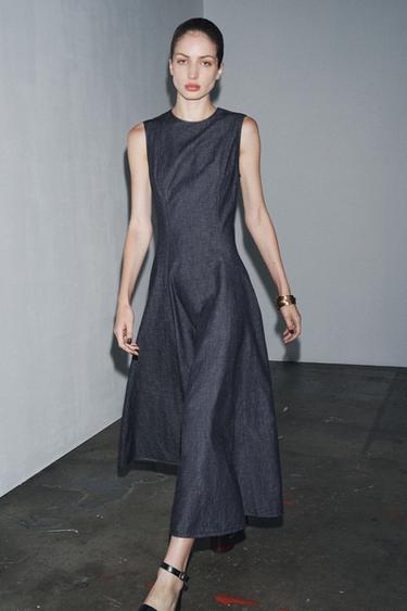 ZW COLLECTION DENIM MIDI DRESS - Dark indigo by Zara - Image 0