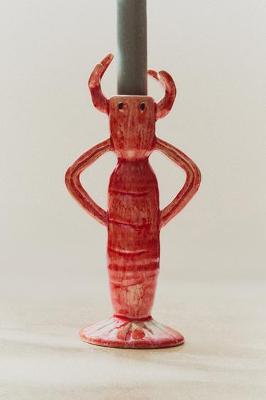 CERAMIC LOBSTER CANDLESTICK - Pink by Zara