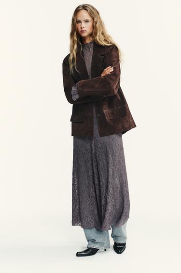 SOFT-TOUCH LACE DRESS - Dark purple by Zara