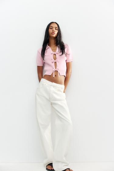 KNIT TOP WITH BOWS - Light pink by Zara - Image 0