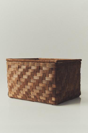 SQUARE WOODEN BASKET - Brown by Zara