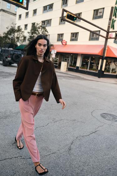 DOUBLE-BREASTED LAPEL COLLAR BLAZER - Brown by Zara