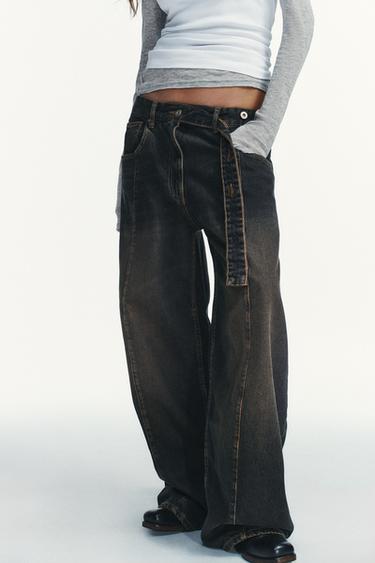 TRF OVERSIZED LOW-RISE JEANS - Midnight blue by Zara