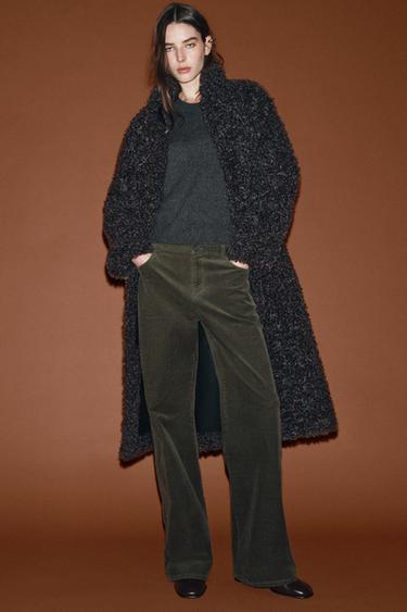 ZW COLLECTION CORDUROY TROUSERS - Mid-green by Zara