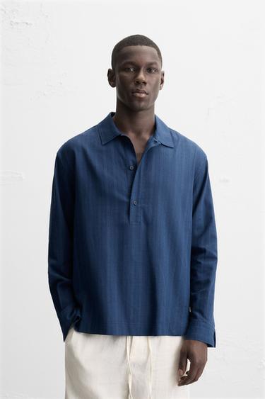 STRIPED POLO SHIRT - Blue by Zara