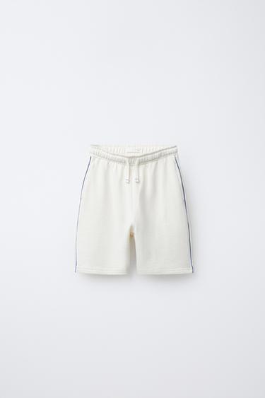 CONTRAST TRIM BERMUDA SHORTS - Ecru by Zara