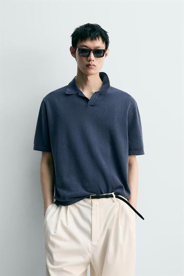 WASHED KNIT POLO SHIRT - Blue by Zara