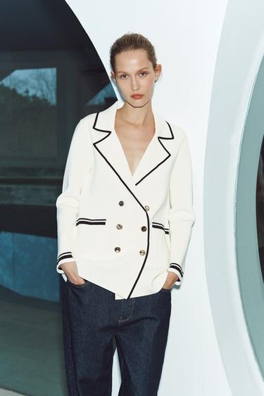 DOUBLE-BREASTED KNIT BLAZER - Ecru by Zara
