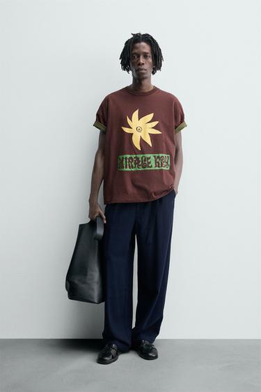 SLOGAN PRINT T-SHIRT - Chocolate by Zara - Image 0