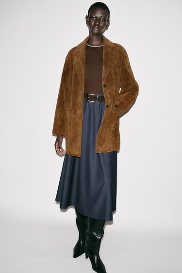 CONTRAST MIDI DRESS WITH BELT - Brown by Zara