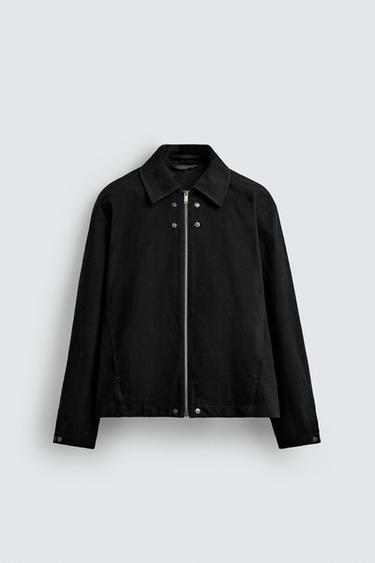 TEXTURED BOXY FIT JACKET - Black by Zara