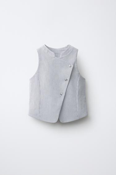 CROSSOVER WAISTCOAT WITH STAND COLLAR - Dark navy by Zara