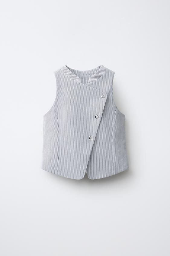 CROSSOVER WAISTCOAT WITH STAND COLLAR - Dark navy by Zara - Image 0