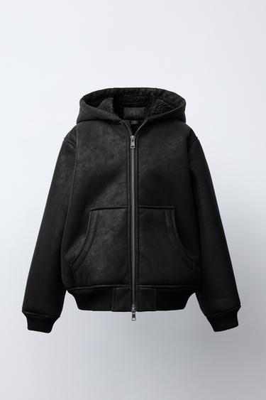 DOUBLE-FACED HOODED JACKET - Black by Zara
