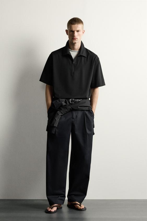 TECHNICAL ZIP-UP POLO SHIRT - Black by Zara - Image 0