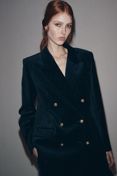 ZW COLLECTION LIMITED EDITION VELVET BLAZER - Blue by Zara