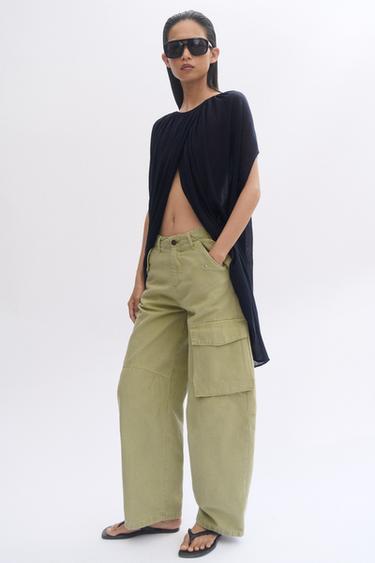 ZW COLLECTION CARGO TROUSERS - Light khaki by Zara