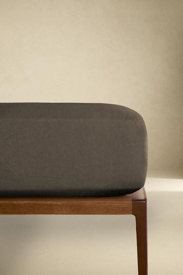 WASHED LINEN FITTED SHEET | 30 CM HIGH (140 GXM²) - Brown / Taupe by Zara