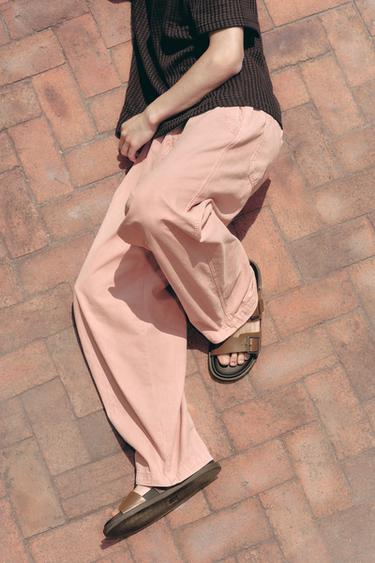 WASHED CANVAS TROUSERS - Chalk pink by Zara