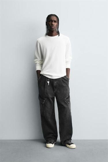 BAGGY FIT CARGO JEANS - Charcoal by Zara