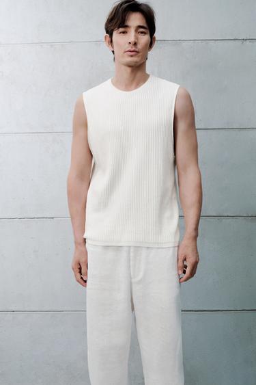 RIB KNITTED TANK - Oyster-white by Zara