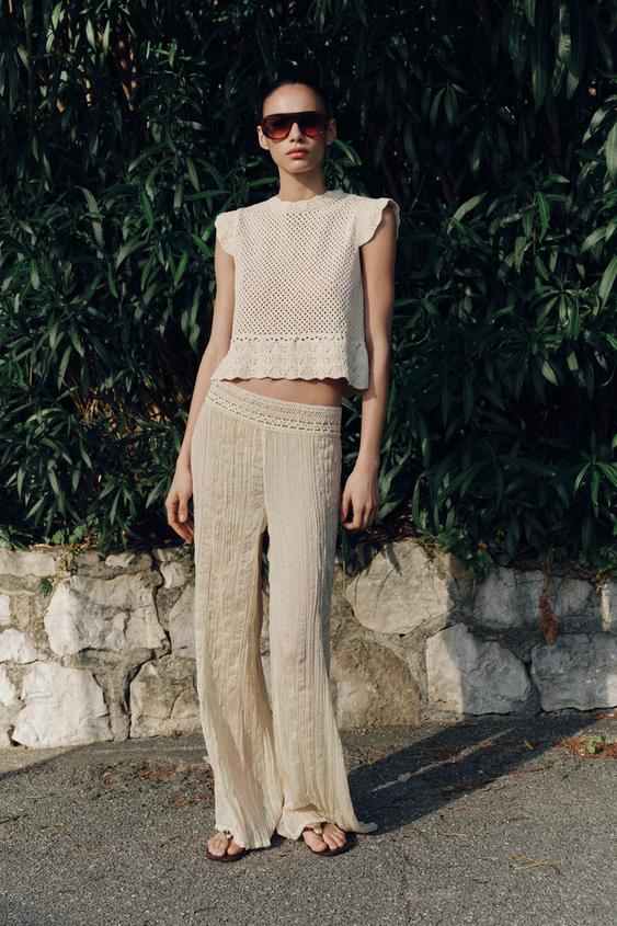CUTWORK KNIT TOP - Ecru by Zara - Image 0