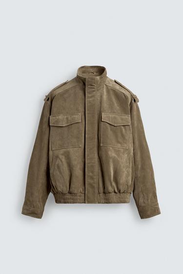 SUEDE LEATHER JACKET - Beige by Zara
