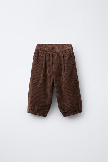 WIDE-WALE CORDUROY BALLOON TROUSERS - Brown by Zara