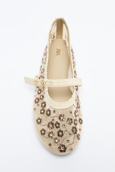 MESH BALLET FLATS WITH RHINESTONES - Multicoloured by Zara
