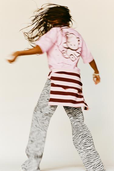 ZEBRA PRINT WIDE-LEG JEANS - Grey marl by Zara