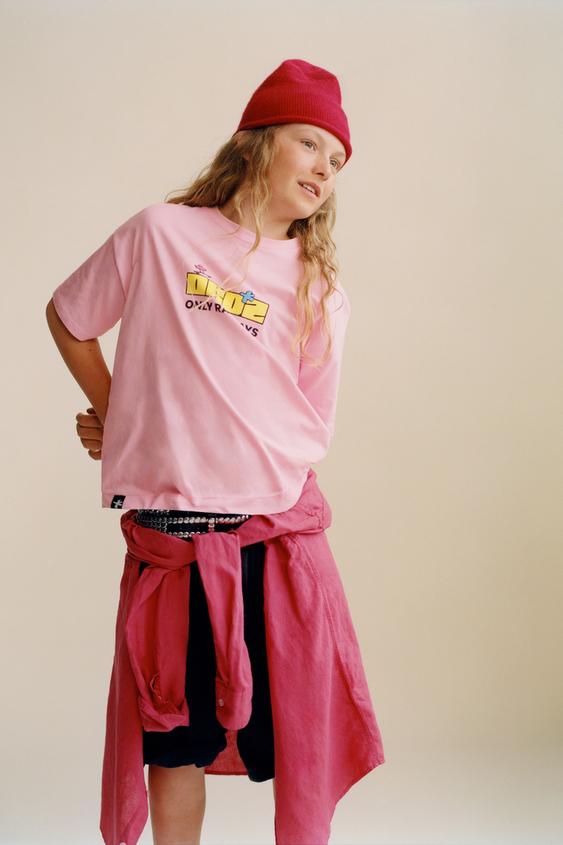 LOGO PRINT T-SHIRT - Pink by Zara - Image 0