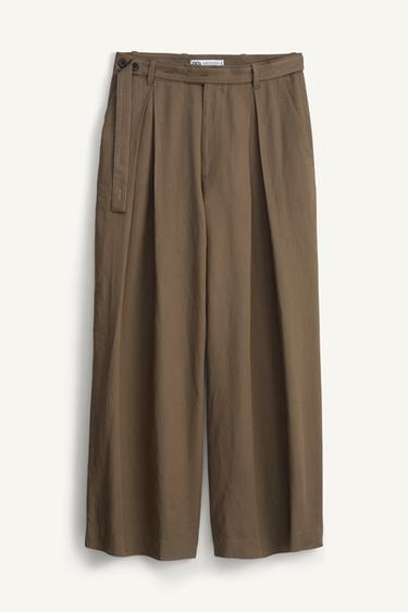 LIMITED EDITION WIDE-LEG SUIT TROUSERS - Mink by Zara