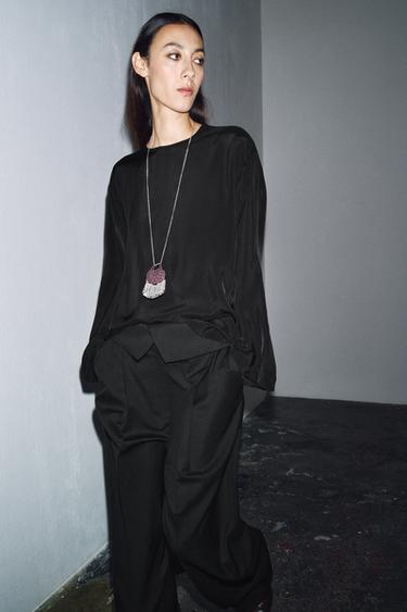 ZW COLLECTION FLOWING BLOUSE - Black by Zara