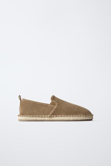 LEATHER JUTE SHOES - Brown by Zara