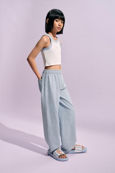 FLOWING STRIPED BARREL TROUSERS - Multicoloured by Zara