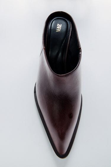 LEATHER CLOGS WITH WELD - Brown by Zara
