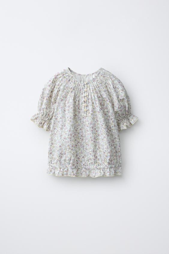 FLORAL PINTUCK BLOUSE - Mauve by Zara - Image 0