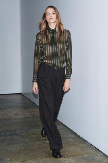 ZW COLLECTION STRIPED FLOWING SHIRT WITH TIE - striped by Zara