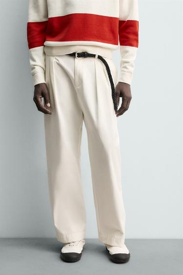 PLEATED CHINO TROUSERS AARON LEVINE X ZARA - Oyster-white by Zara