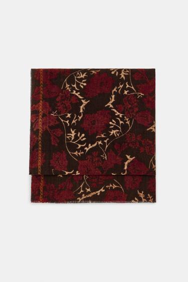 FLORAL PRINT SCARF - Brown by Zara
