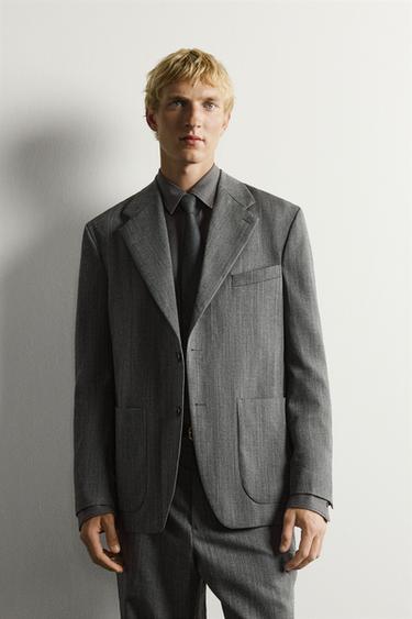 100% WOOL RELAXED FIT SUIT BLAZER - Anthracite grey by Zara