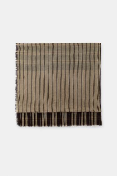 STRIPED PRINT SCARF - camel by Zara