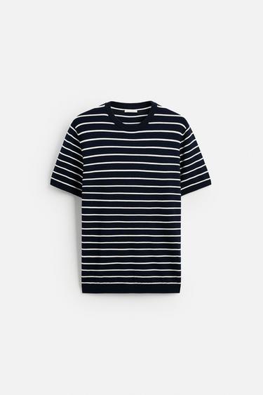 VISCOSE BLEND KNIT T-SHIRT - striped by Zara