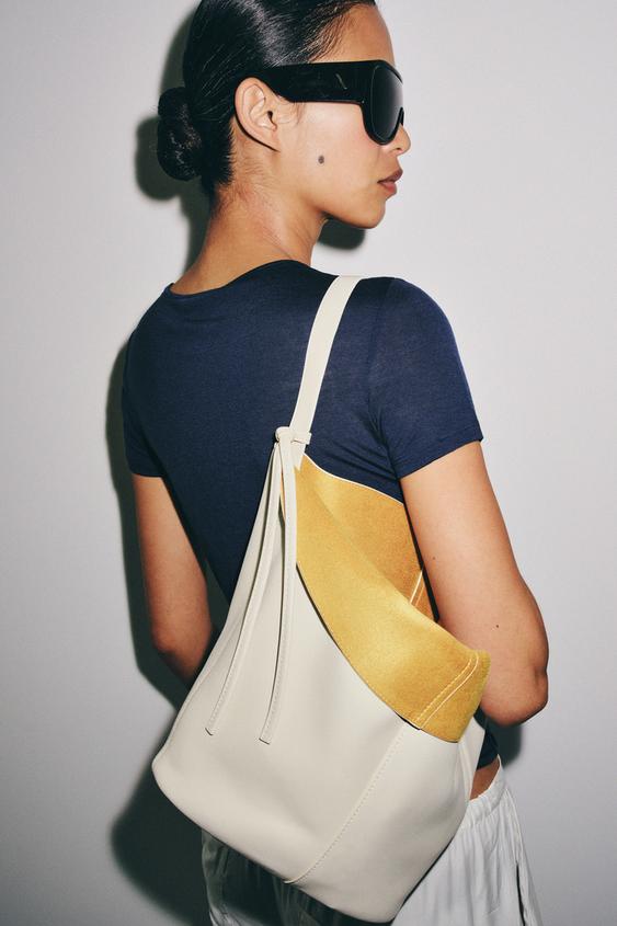 LEATHER SHOULDER BAG - white by Zara - Image 0