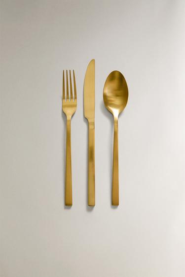 3-PIECE GOLDEN STEEL CUTLERY SET - Gold by Zara - Image 0